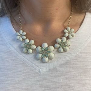 White Flower Statement Necklace